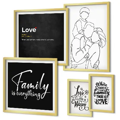 Polittico con cornice quadro con stampa valori familiari di amore e vicinanza