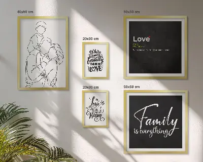 Polittico con cornice quadro con stampa valori familiari di amore e vicinanza