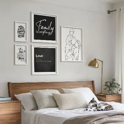 Polittico con cornice quadro con stampa valori familiari di amore e vicinanza