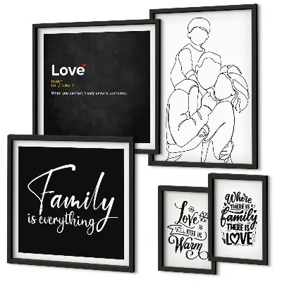 Polittico con cornice quadro con stampa valori familiari di amore e vicinanza