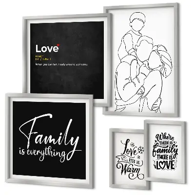 Polittico con cornice quadro con stampa valori familiari di amore e vicinanza