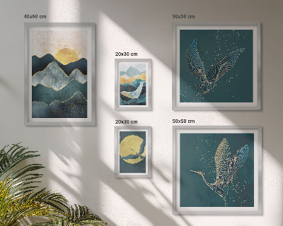 Set di 5 quadri Animali selvatici montagne uccelli sole