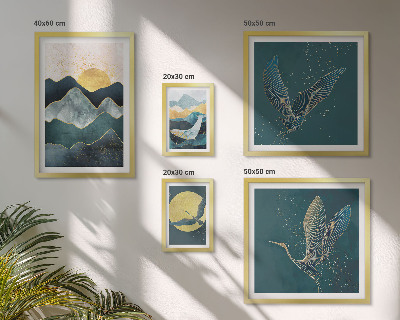 Set di 5 quadri Animali selvatici montagne uccelli sole