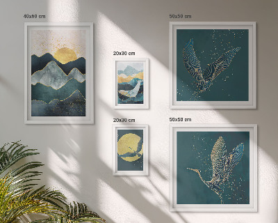 Set di 5 quadri Animali selvatici montagne uccelli sole