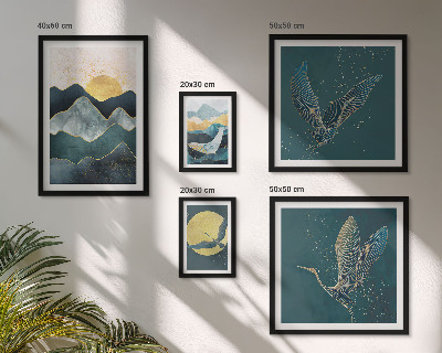 Set di 5 quadri Animali selvatici montagne uccelli sole