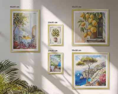 Set di quadri incorniciati con stampa di agrumi ispiratori al sole