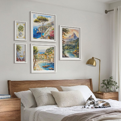 Set di 5 quadri Paesaggi montani e viste sul mare