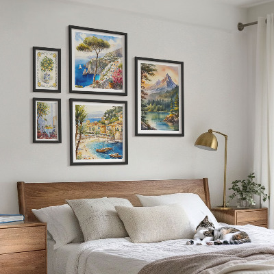 Set di 5 quadri Paesaggi montani e viste sul mare