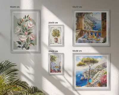 Set di quadri incorniciati con panorami floreali pittoreschi