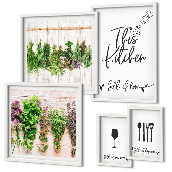 Polittico con cornice Accessori da cucina per erbe aromatiche