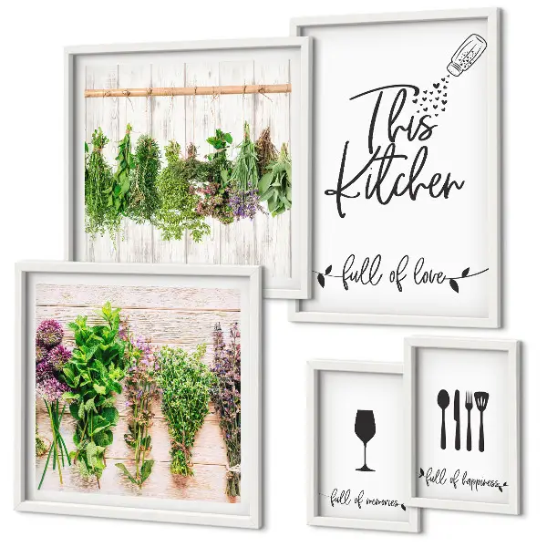 Accessori per erbe aromatiche da cucina con cornice polittico