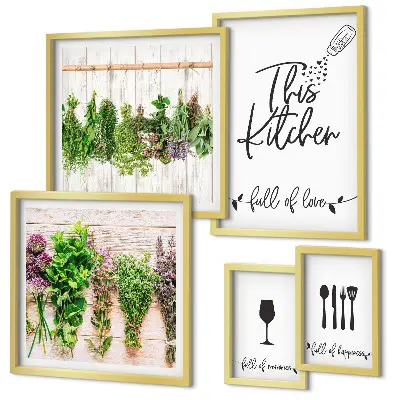 Accessori per erbe aromatiche da cucina con cornice polittico
