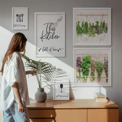 Accessori per erbe aromatiche da cucina con cornice polittico