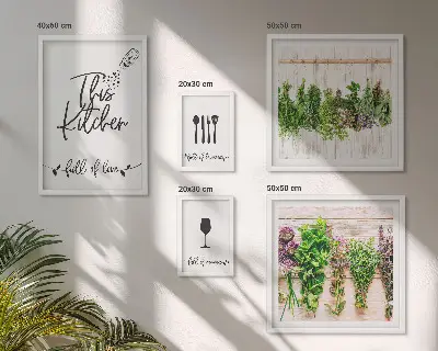 Accessori per erbe aromatiche da cucina con cornice polittico