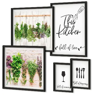Accessori per erbe aromatiche da cucina con cornice polittico