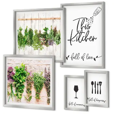 Accessori per erbe aromatiche da cucina con cornice polittico