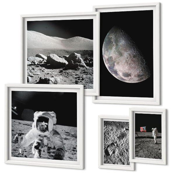 Set di quadri incorniciati Paesaggi lunari visti dagli astronauti