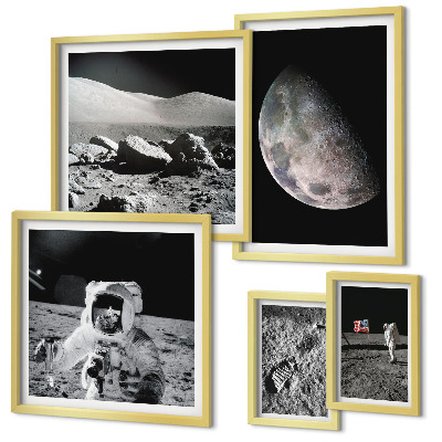 Set di quadri incorniciati Paesaggi lunari visti dagli astronauti