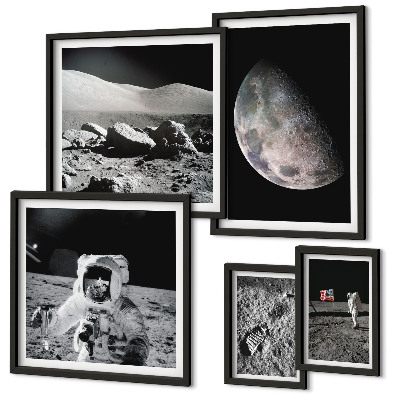 Set di quadri incorniciati Paesaggi lunari visti dagli astronauti
