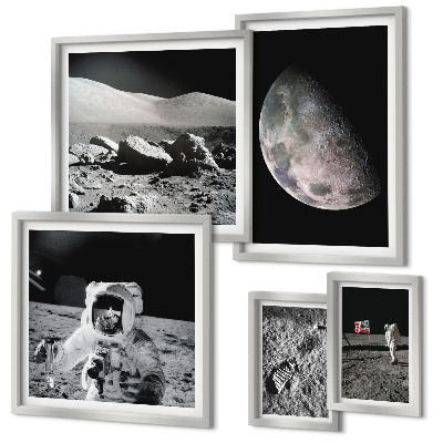Set di quadri incorniciati Paesaggi lunari visti dagli astronauti