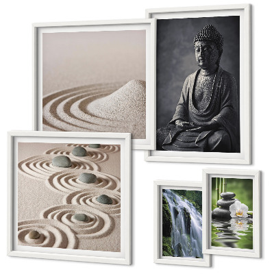 Polittico con cornice Temi rilassanti ispirati alla natura e allo zen.