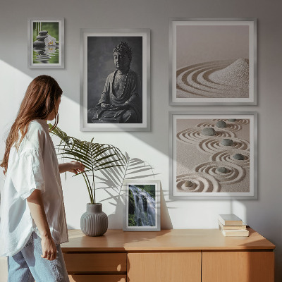 Polittico con cornice Temi rilassanti ispirati alla natura e allo zen.