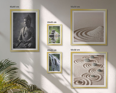 Polittico con cornice Temi rilassanti ispirati alla natura e allo zen.