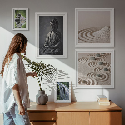 Polittico con cornice Temi rilassanti ispirati alla natura e allo zen.
