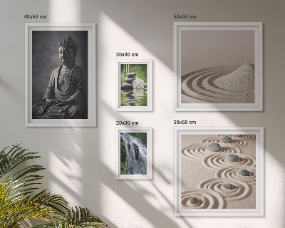 Polittico con cornice Temi rilassanti ispirati alla natura e allo zen.