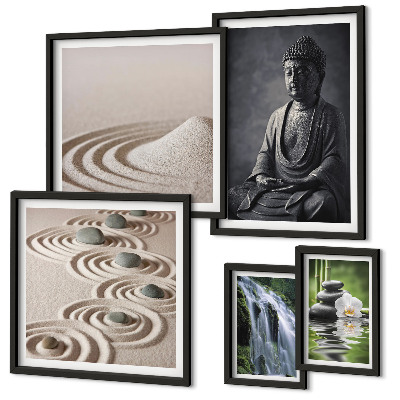 Polittico con cornice Temi rilassanti ispirati alla natura e allo zen.