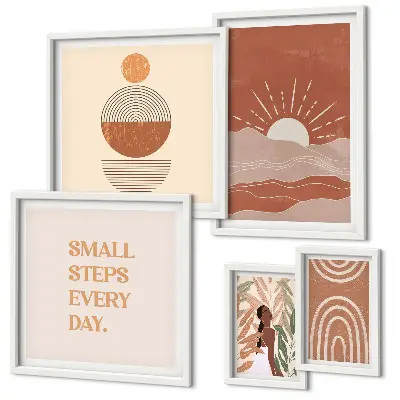Set di 5 quadri con slogan in stile boho su natura e positività