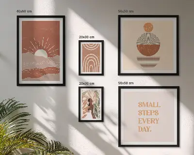 Set di 5 quadri con slogan in stile boho su natura e positività