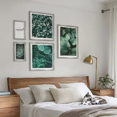 Set di quadri incorniciati con piante moderne dalle foglie verdi