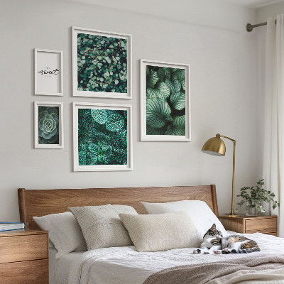 Set di quadri incorniciati Piante moderne con foglie verdi