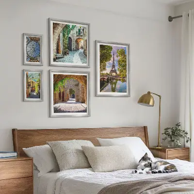 Incantevoli scorci di città europee quadro polittico completo di cornice