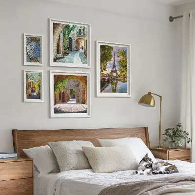 Incantevoli scorci di città europee quadro polittico completo di cornice