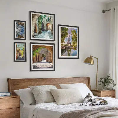 Incantevoli scorci di città europee quadro polittico completo di cornice