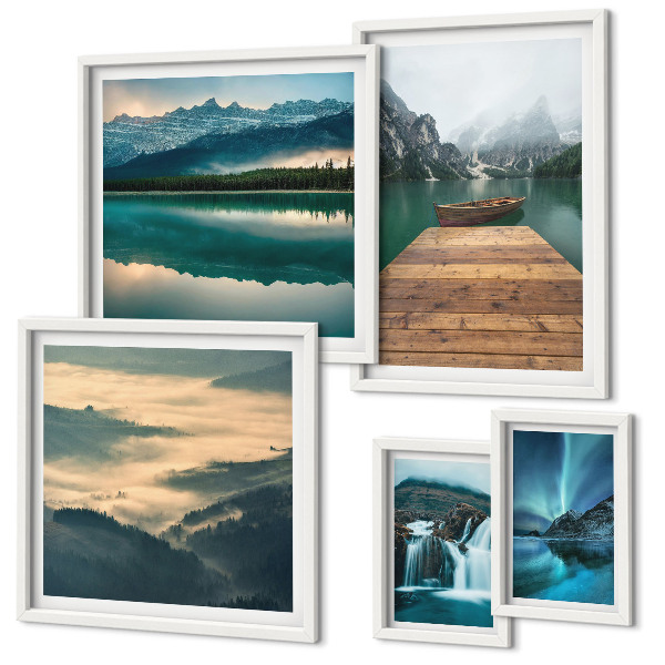 Set di 5 quadri Paesaggi cascate montagne