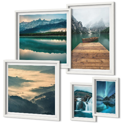 Set di 5 quadri Paesaggi cascate montagne
