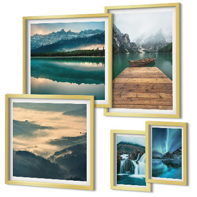 Set di 5 quadri Paesaggi cascate montagne