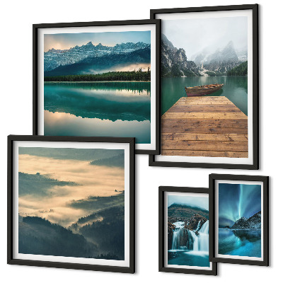 Set di 5 quadri Paesaggi cascate montagne