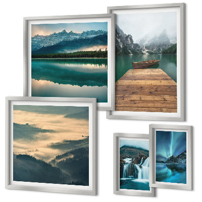 Set di 5 quadri Paesaggi cascate montagne