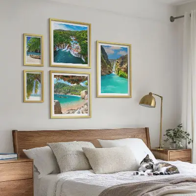 Set di quadri incorniciati con stampa di spiagge e cascate tropicali