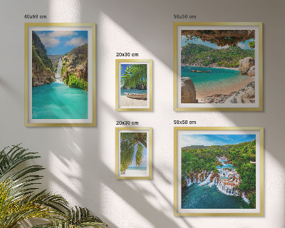 Set di quadri incorniciati spiagge con cascate tropicali