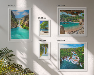Set di quadri incorniciati spiagge con cascate tropicali