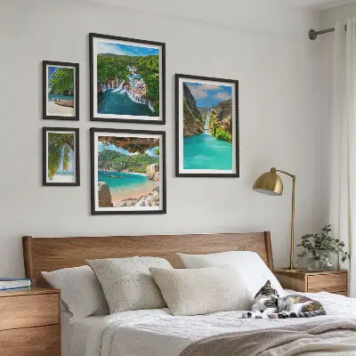 Set di quadri incorniciati con stampa di spiagge e cascate tropicali