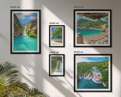 Set di quadri incorniciati spiagge con cascate tropicali