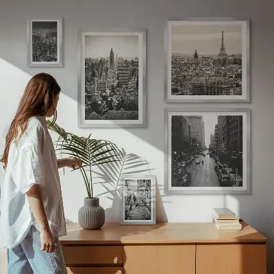Panorami urbani delle capitali europee polittico con cornice