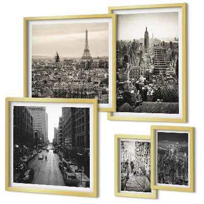 Panorami urbani delle capitali europee polittico con cornice
