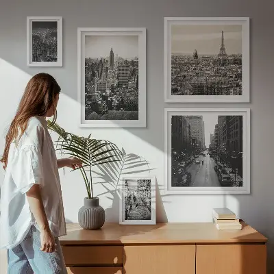 Panorami urbani delle capitali europee polittico con cornice